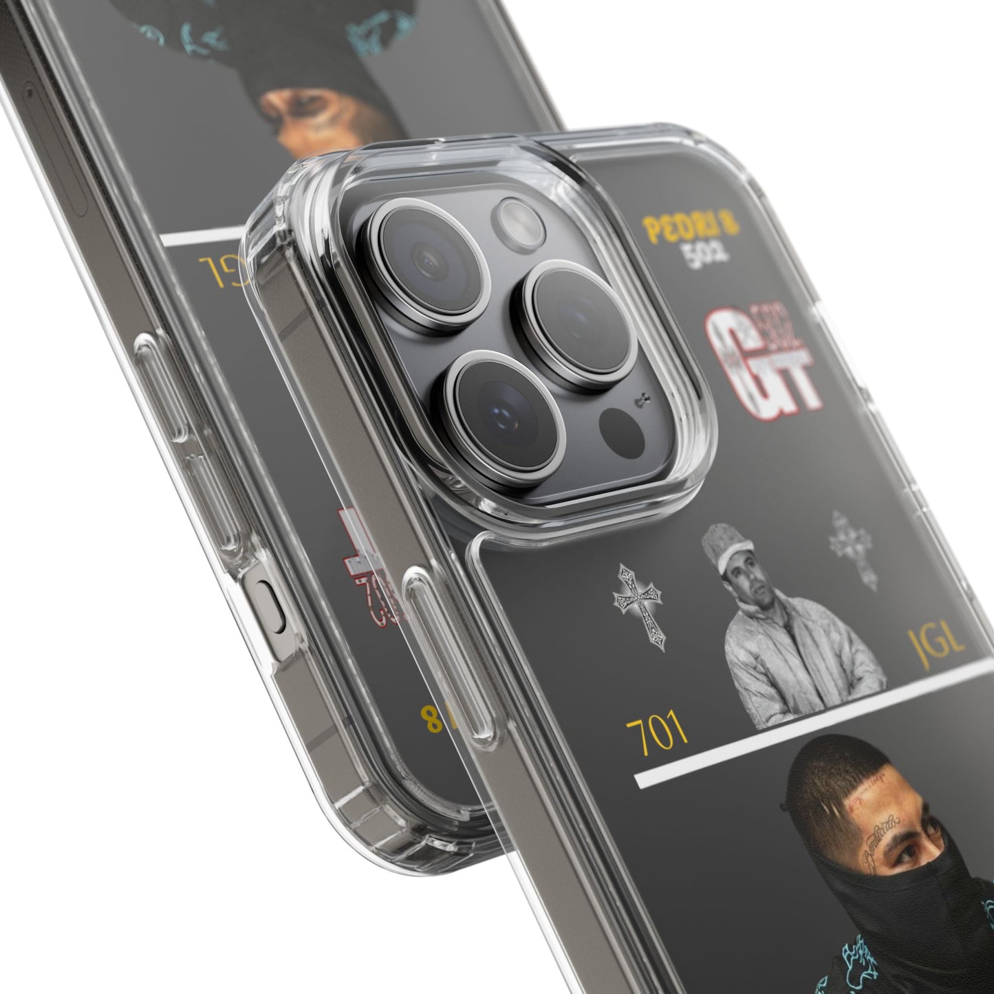 Clear Phone Case — Urban Portrait Design with GT 502 & ‘PEDRI 8’ Accent