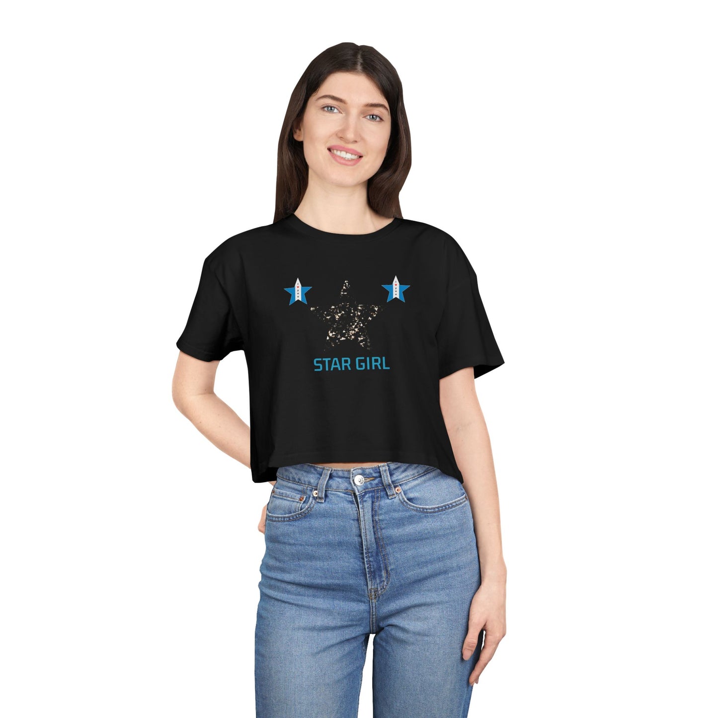 Camiseta corta para mujer "Star Girl" – elegante, moderna y casual, perfecta para el verano. Un regalo ideal con temática de estrellas para ella.