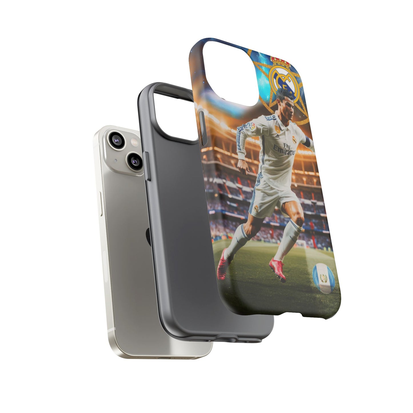 "Funda Oficial con Ronaldo y Real Madrid" "Pura Magia Blanca"