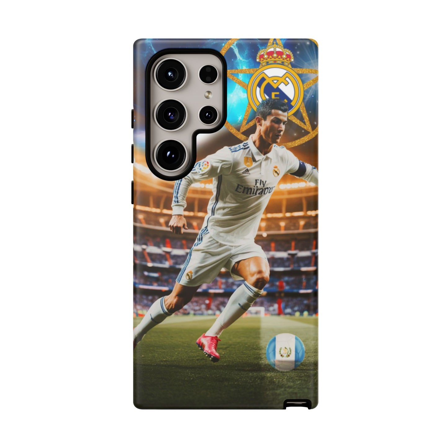 "Funda Oficial con Ronaldo y Real Madrid" "Pura Magia Blanca"