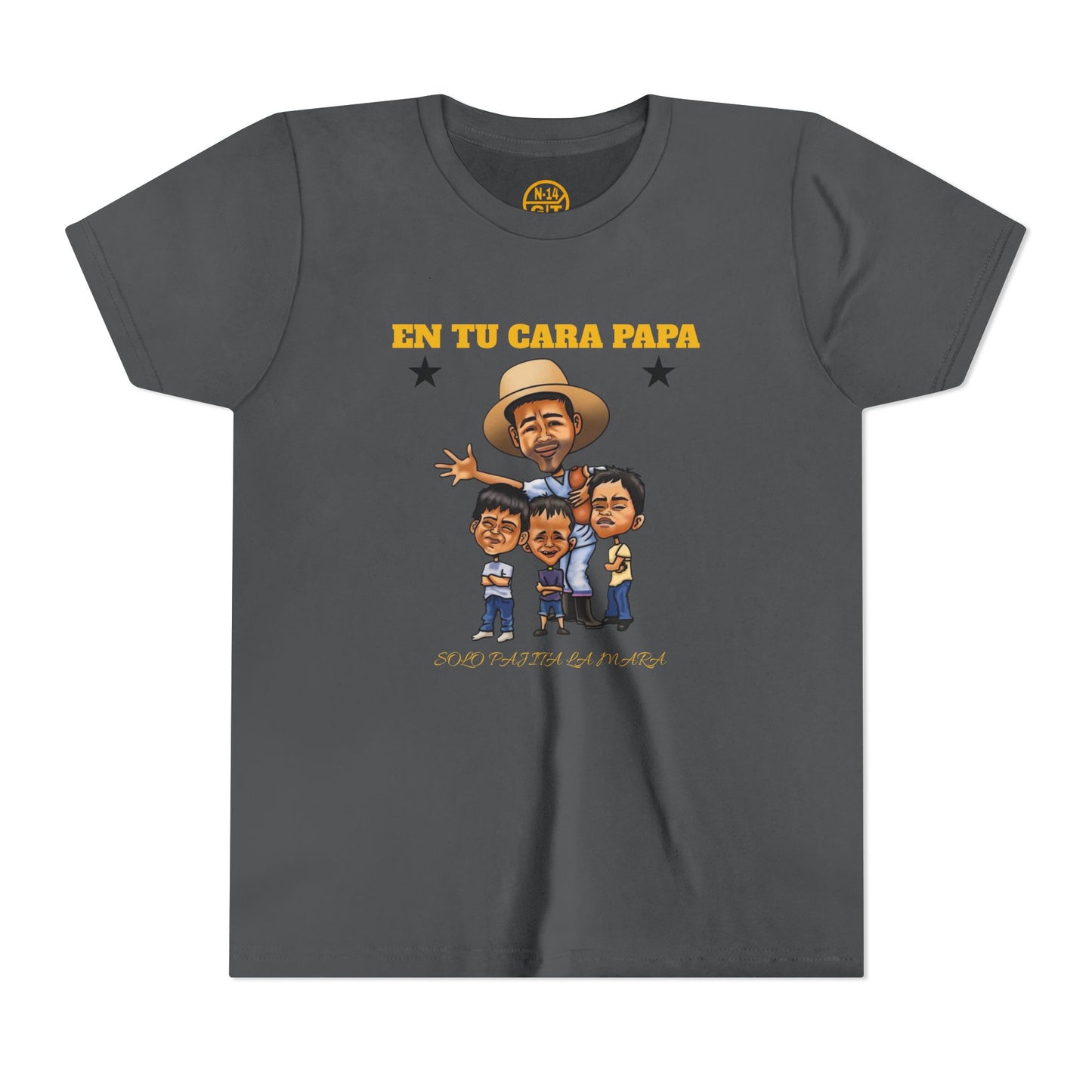 Playera juvenil. Edición Tío Chumilo – ¡En tu cara, papa! 👕 Disponible en tallas S a XL para Edades 6 a 14, unisex