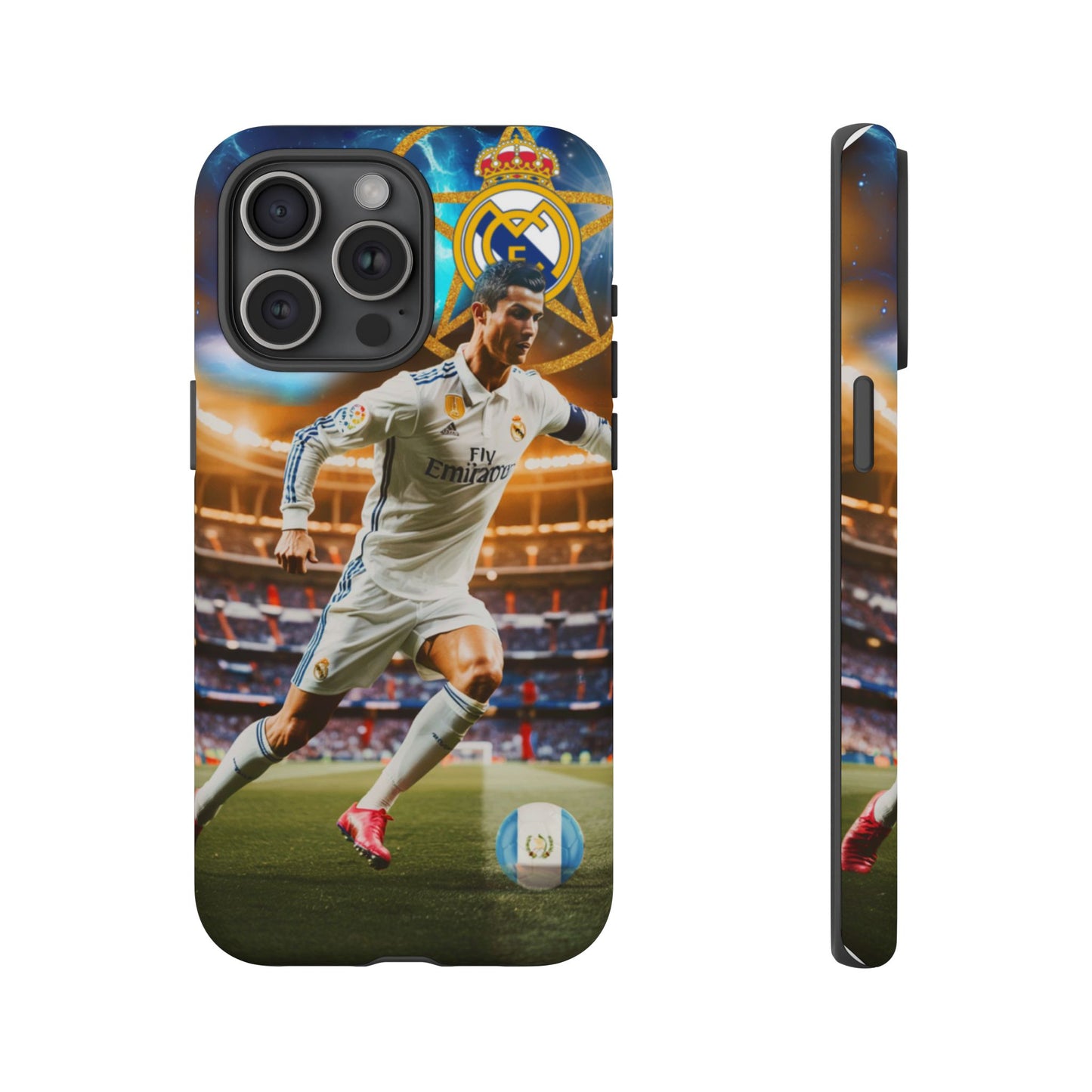 "Funda Oficial con Ronaldo y Real Madrid" "Pura Magia Blanca"