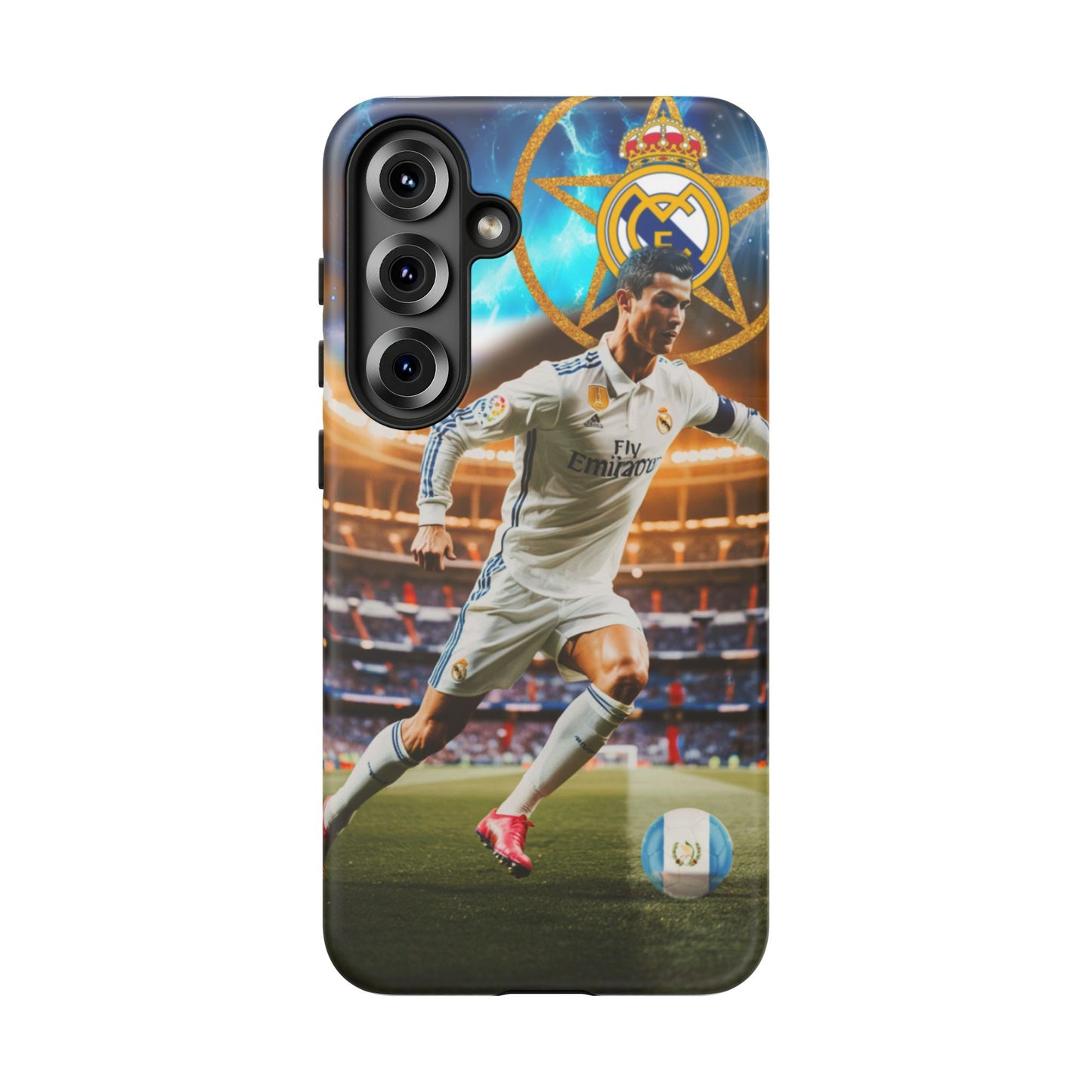 "Funda Oficial con Ronaldo y Real Madrid" "Pura Magia Blanca"