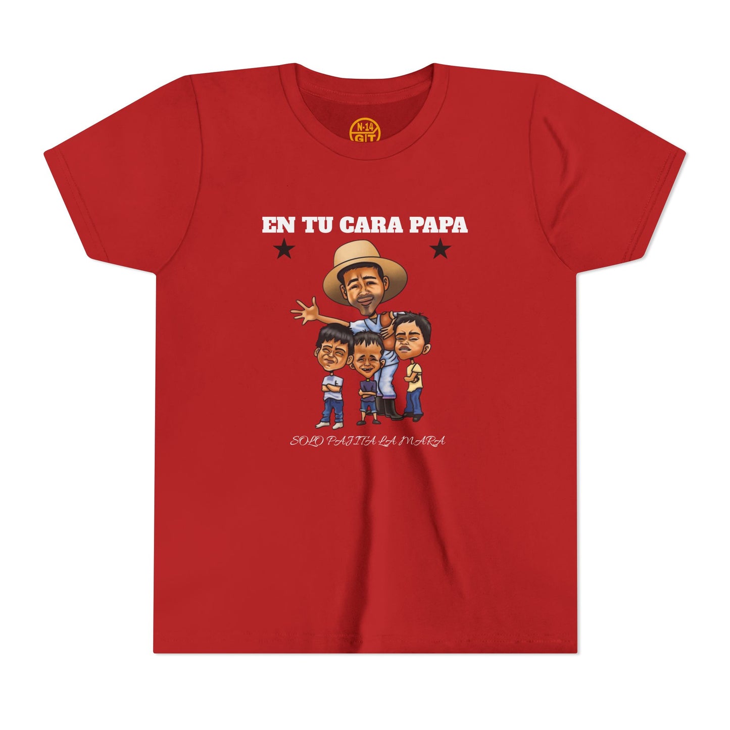 Playera juvenil. Edición Tío Chumilo – ¡En tu cara, papa! 👕 Disponible en tallas S a XL para Edades 6 a 14, unisex