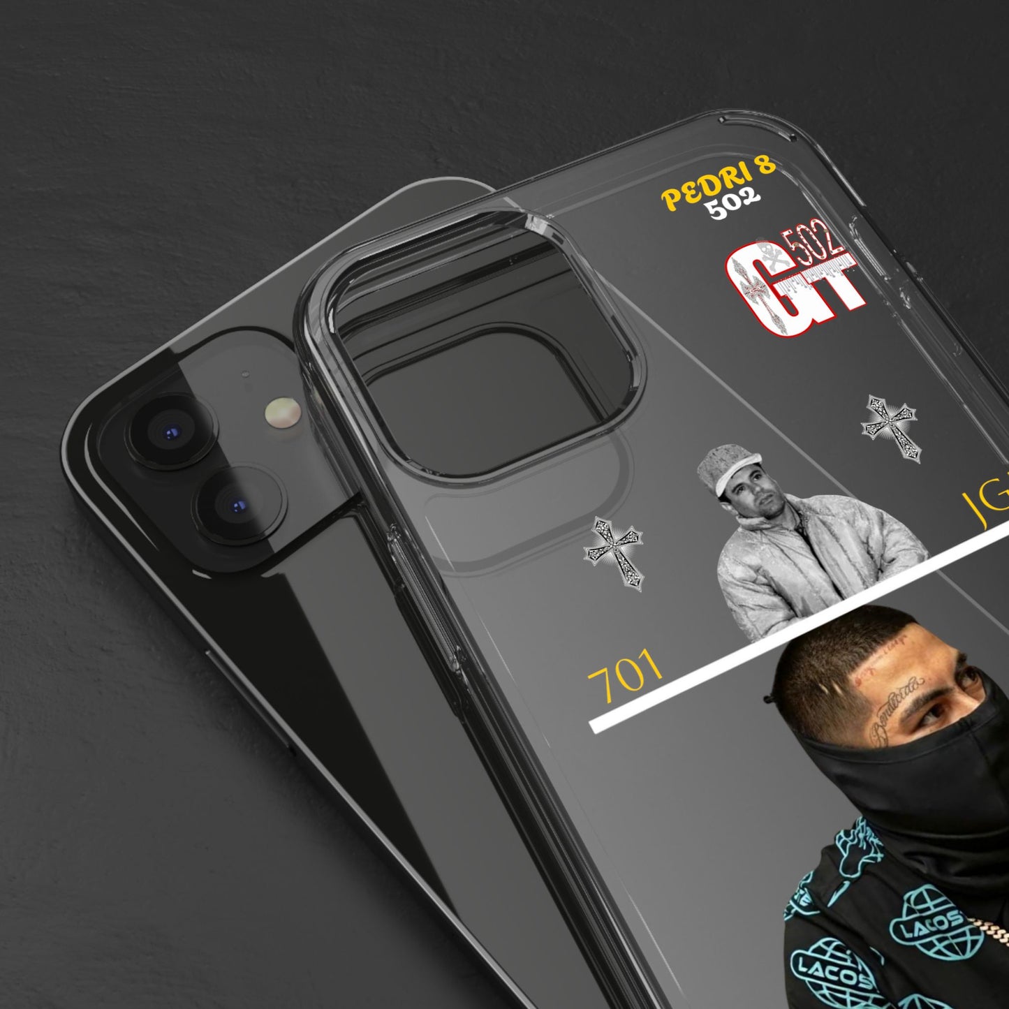 Clear Phone Case — Urban Portrait Design with GT 502 & ‘PEDRI 8’ Accent