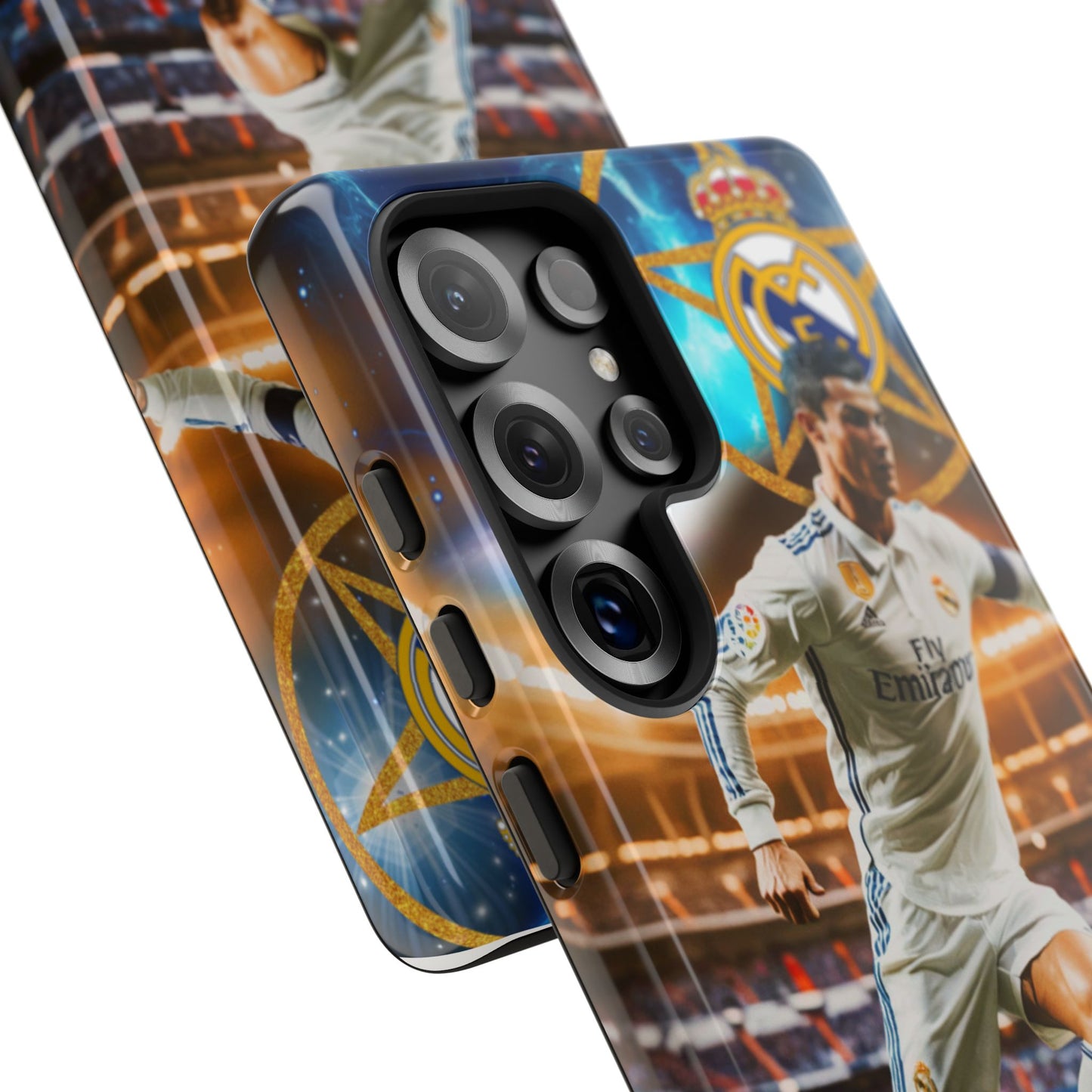 "Funda Oficial con Ronaldo y Real Madrid" "Pura Magia Blanca"