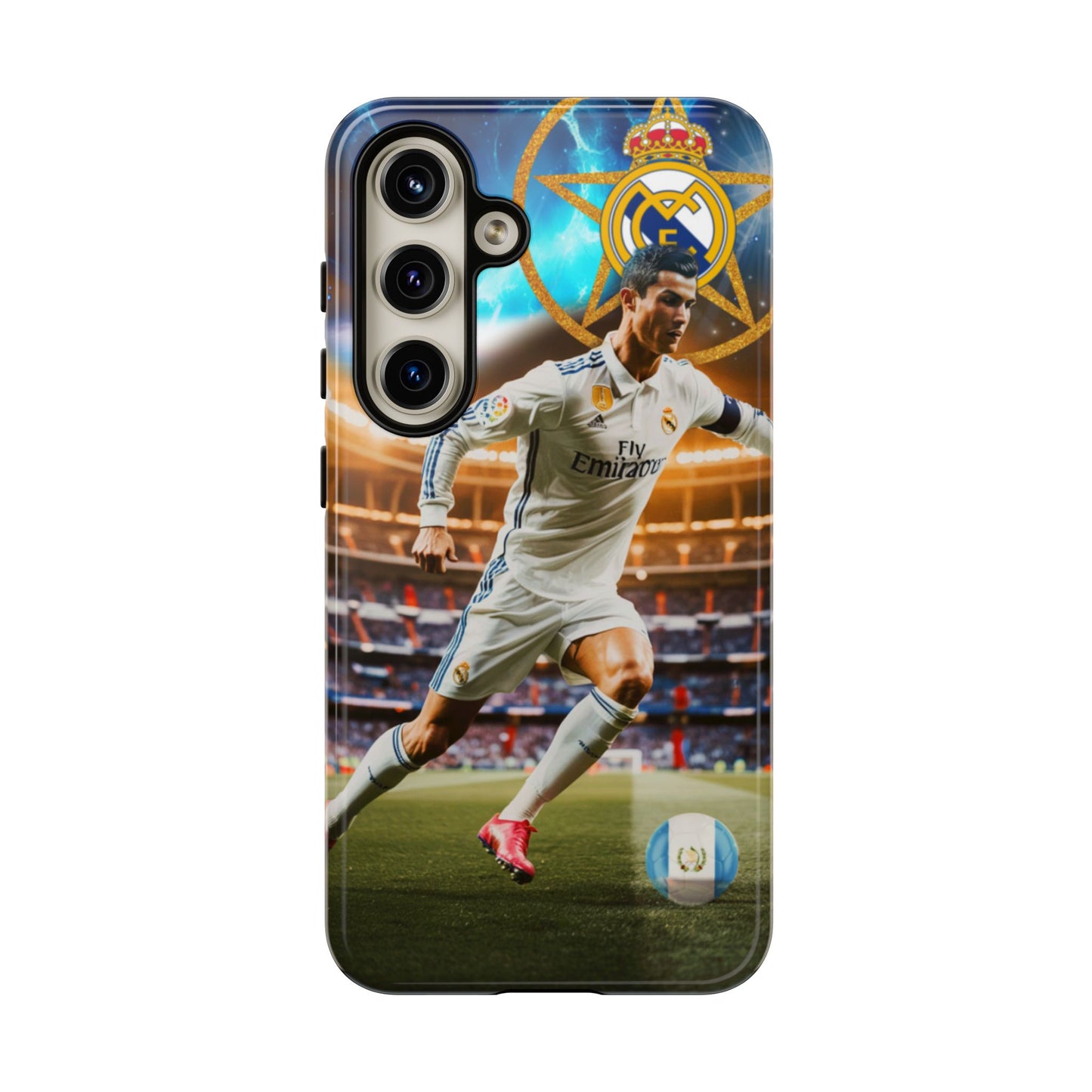 "Funda Oficial con Ronaldo y Real Madrid" "Pura Magia Blanca"