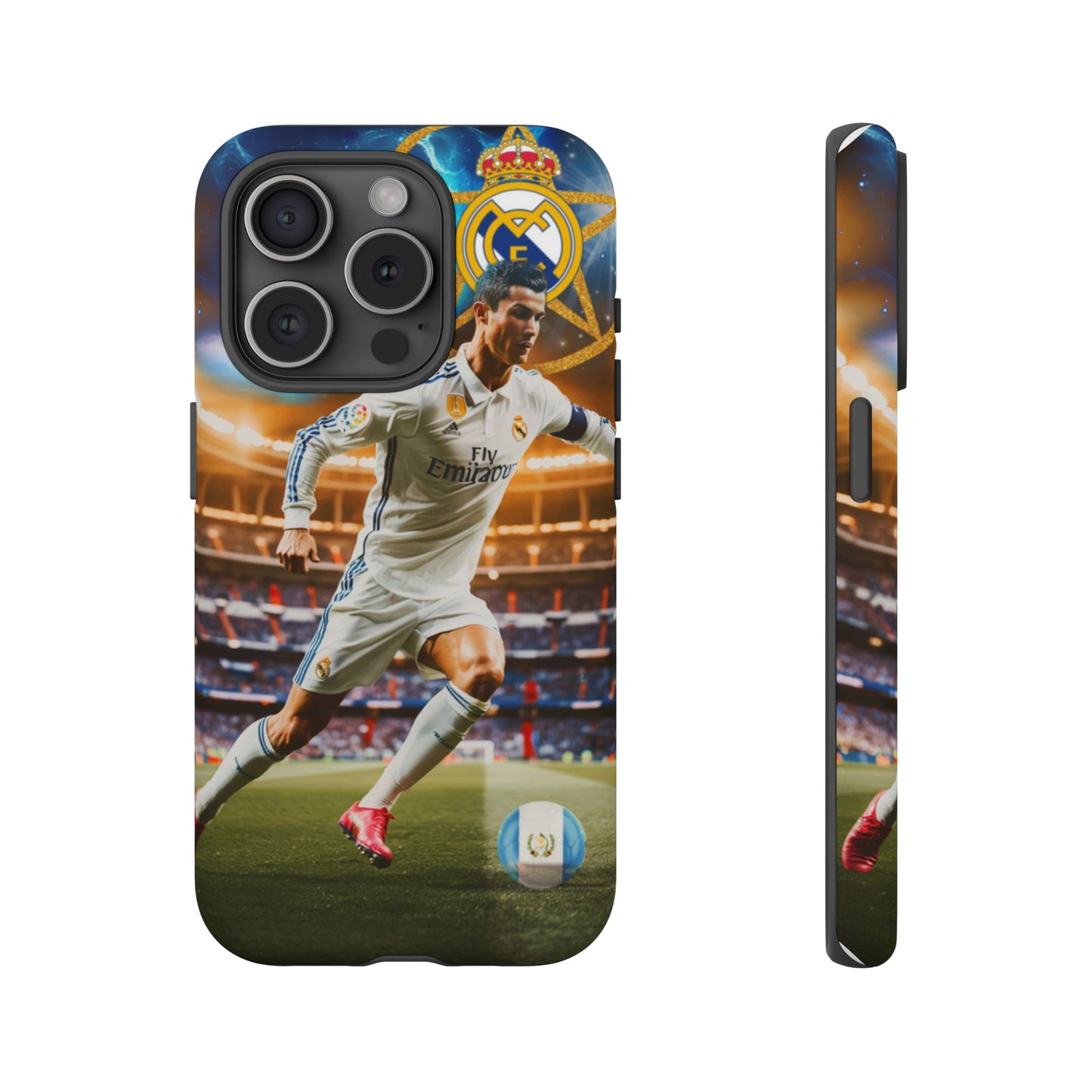 "Funda Oficial con Ronaldo y Real Madrid" "Pura Magia Blanca"