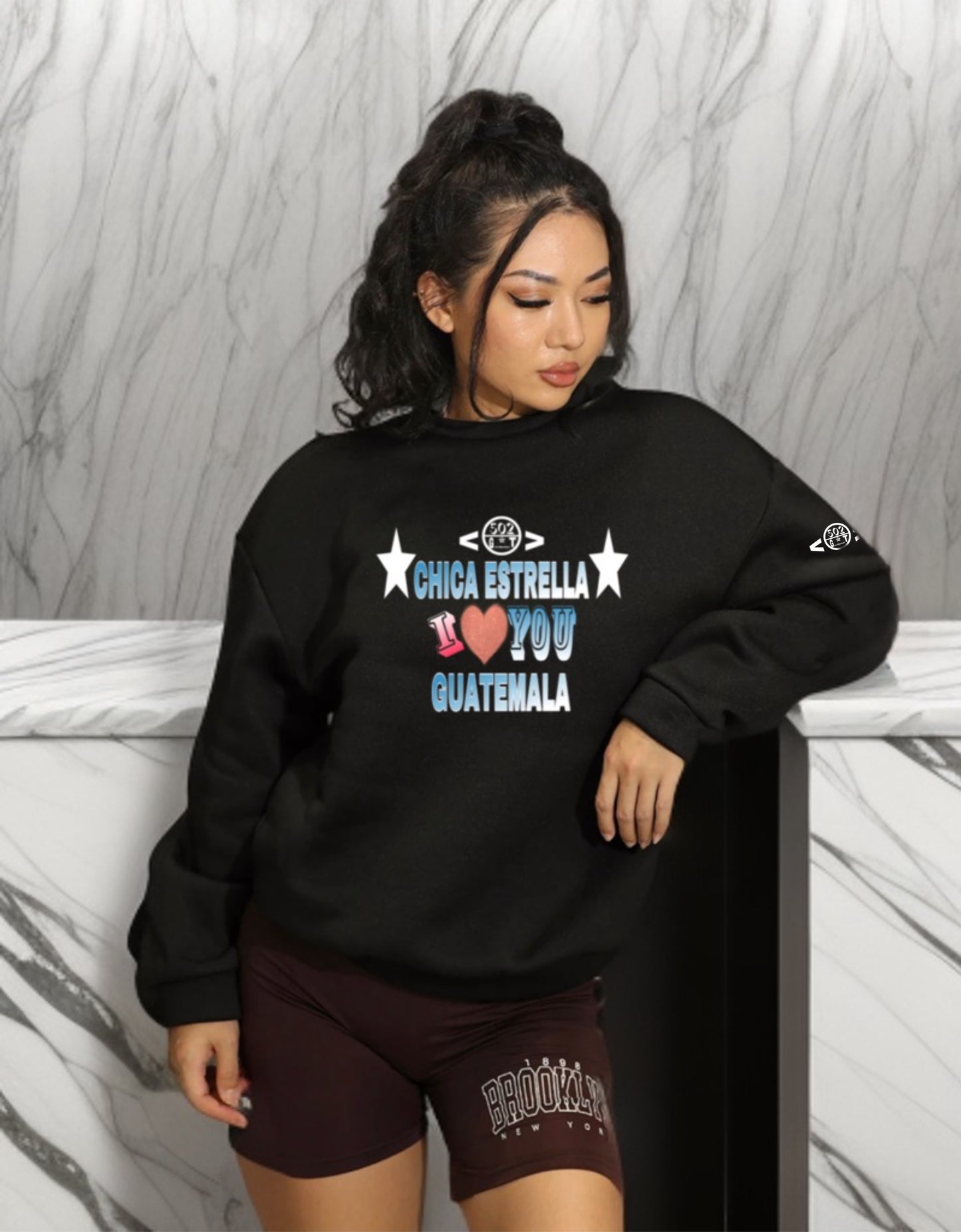 🖤✨ Sudadera Negra Mujer “I Love You Guatemala” – 100% Algodón | Las guatemaltecas llevan sus raíces en el alma 🇬🇹💫