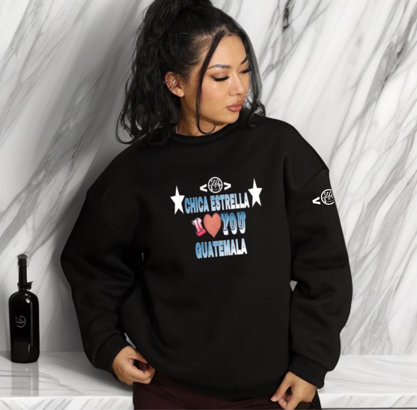 🖤✨ Sudadera Negra Mujer “I Love You Guatemala” – 100% Algodón | Las guatemaltecas llevan sus raíces en el alma 🇬🇹💫