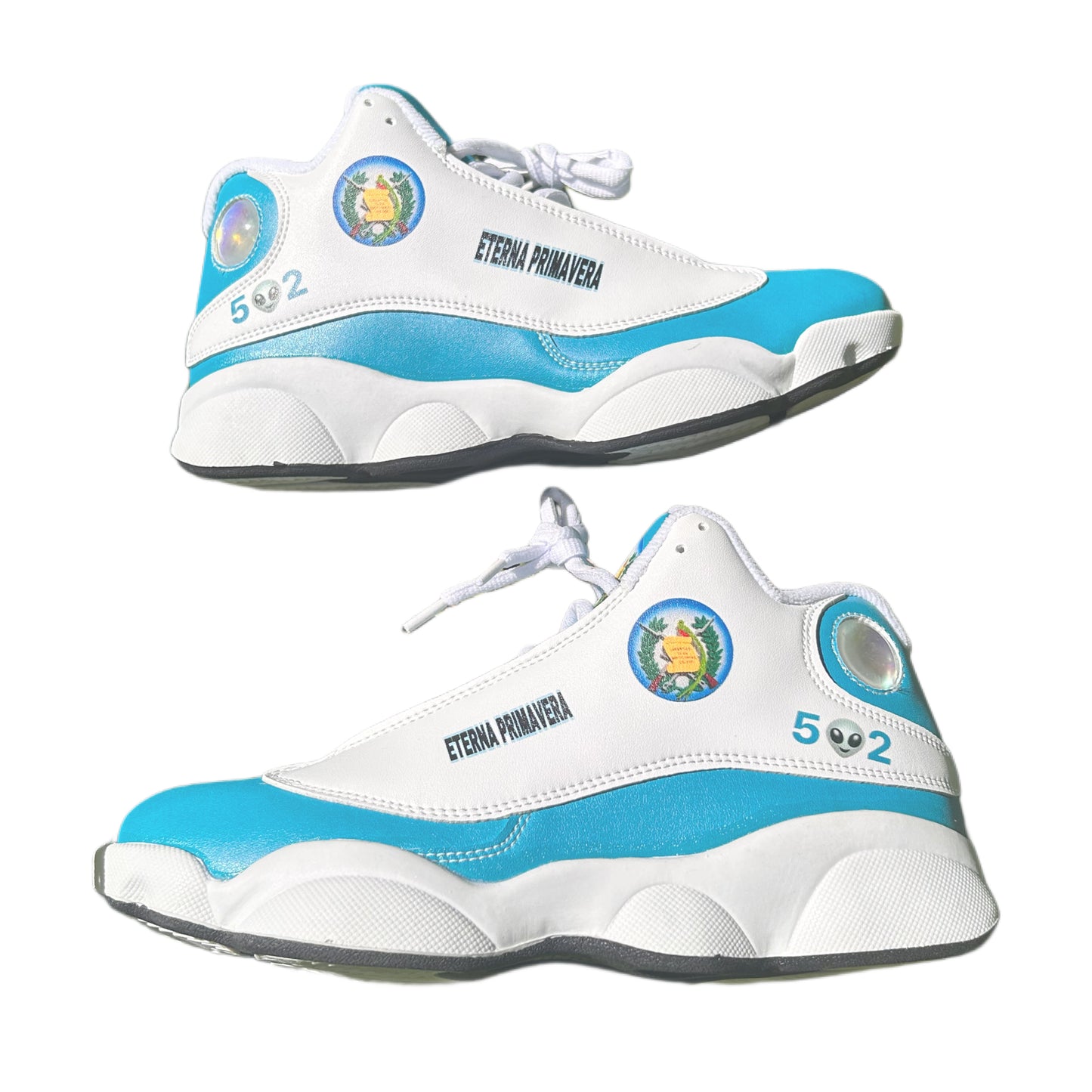 👟 “Paso Chapín” Tipo Jordan – Edición Azul & Blanca con Emblemas Nacionales Diseñado para representar a Guatemala en cada paso, con espíritu deportivo y orgullo eterno.